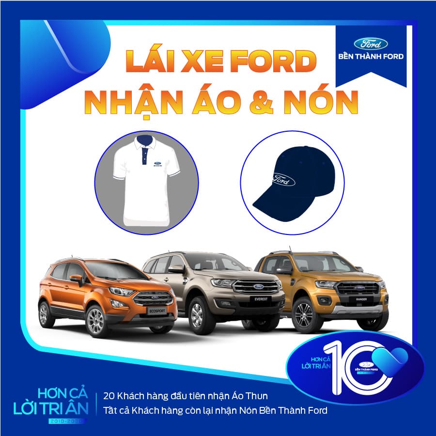 Lái thử xe Ford nhận Nón & Áo Thun