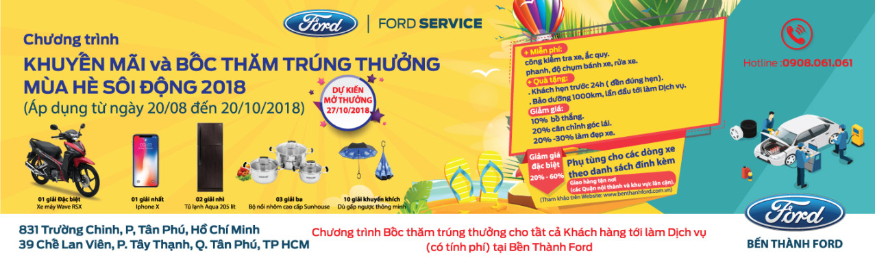 Bến Thành Ford khuyến mãi dịch vụ mùa hè 2018