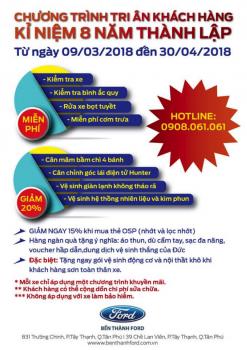Tưng Bừng Khuyến Mãi: Kỷ Niệm 8 Năm Thành Lập Bến Thành Ford