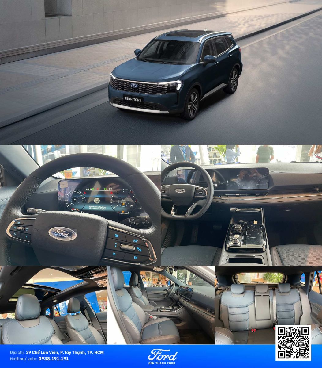 Nội thất Territory 2026 màu đen phối xanh